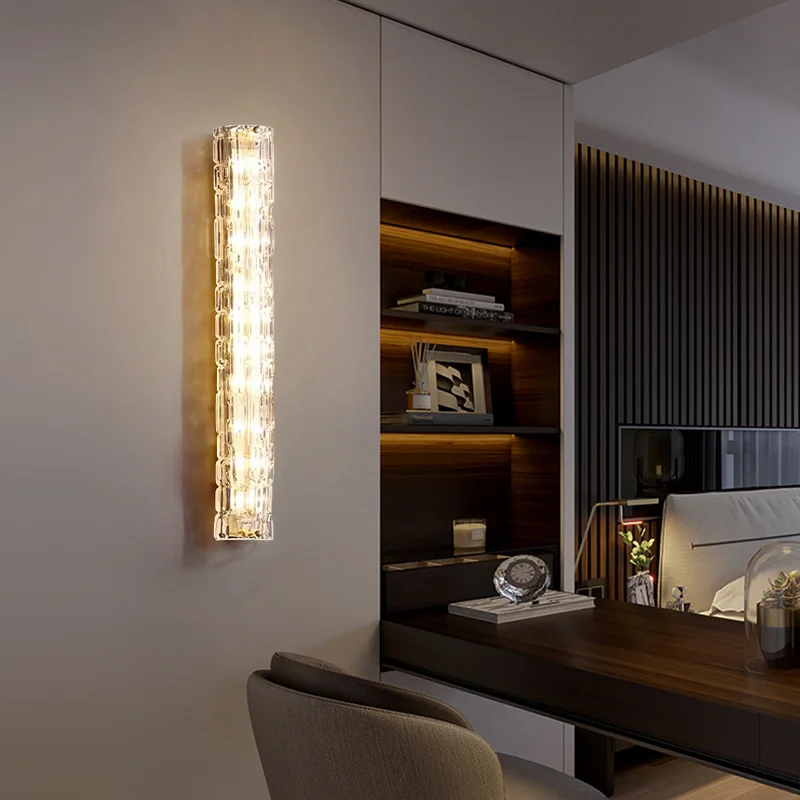 Postmodern Luxury Crystal Wall Lamp Indoor Art Decor Atmosphere Light Living Room Background Sonce Light Stair Aisle Wall Lights