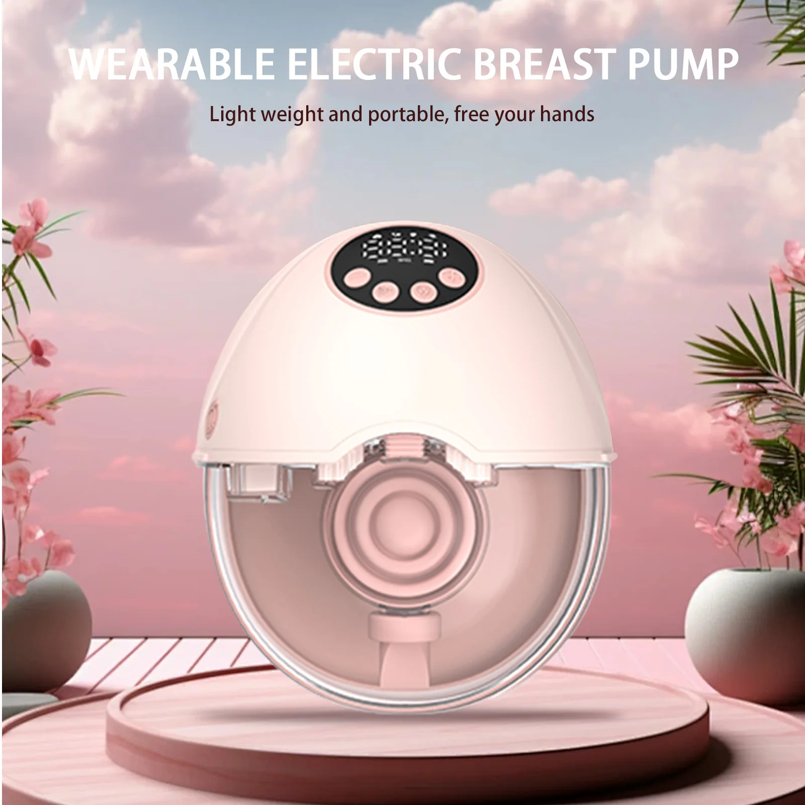 Hands Free Breast Pump 4 Modes 12Levels Auto Stop Wearable Breast Pump BPA-free Safe Double-Sealed Electric Cordless