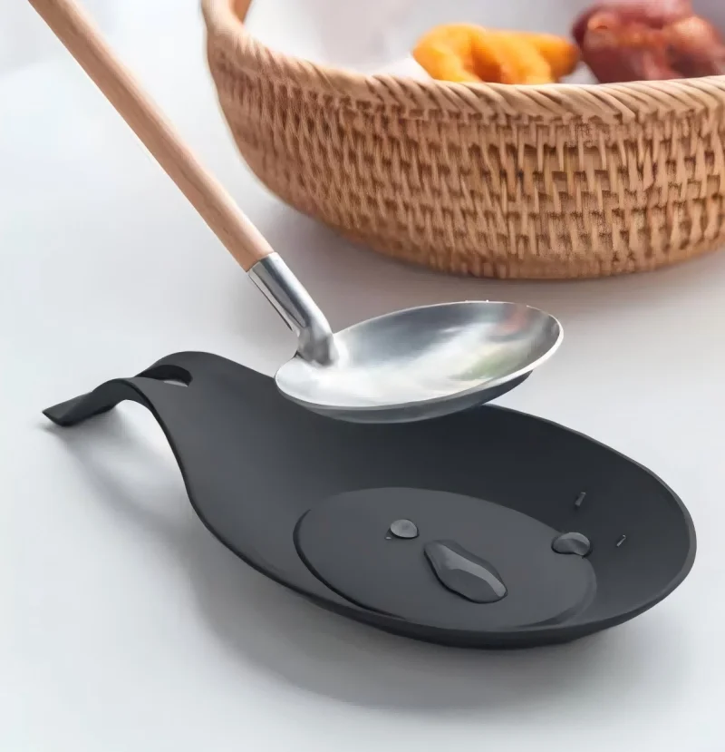 Kitchen Utensil Holder Silicone Spoon Rest Spatula Holder Heat Resistant Utensil Placemat Tray