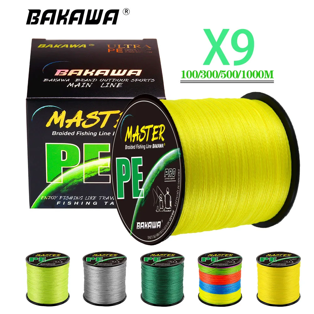 

BAKAWA Braided Line PE Fishing Line 9 Strands X9 Thread Multifilament Cord Carp Fly Sea Saltwater 500M 300M 100M for Pesca