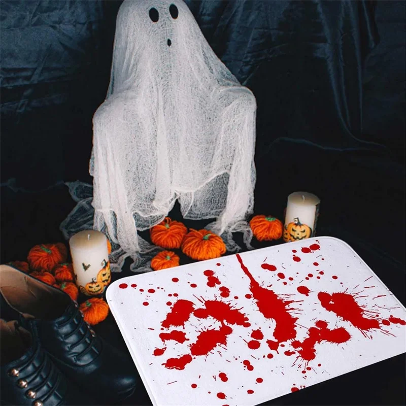 Halloween Style Soft Rug Decoration Polyester Horror Blood Footprints Halloween Home Non slip Mat Bathroom Carpets Toilet Rug