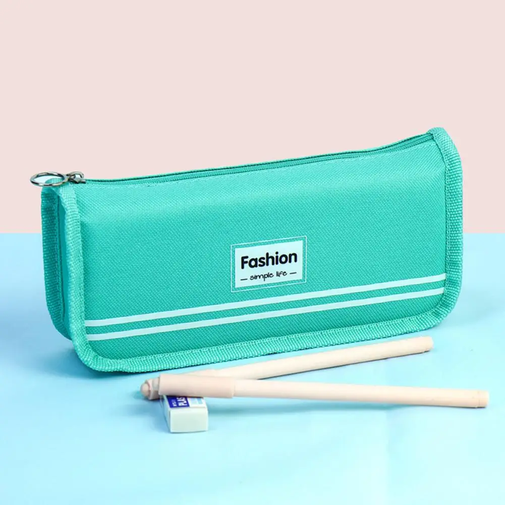 Useful Stationery Bag Canvas Pencil Pouch Zipper Closure Keep Tidy Classroom Dormitory Pencil Pens Eraser Ruler Storage Pouch