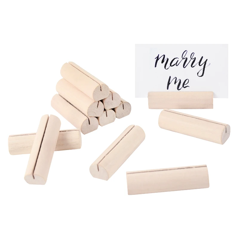 5pcs Rustic Wood Place Card Holders Wooden Holder Stand Card Photo Clip Holders For Wedding Home