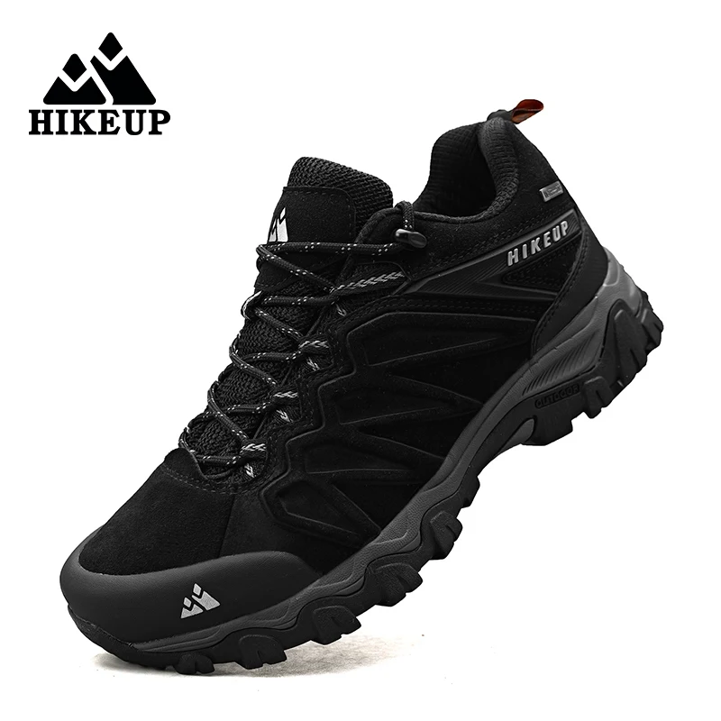 HIKEUP Hohe Qualität Leder Wanderschuhe Langlebig Outdoor Sport Männer Trekking Leder Schuhe Lace-Up Klettern Jagd Turnschuhe – Detail 39