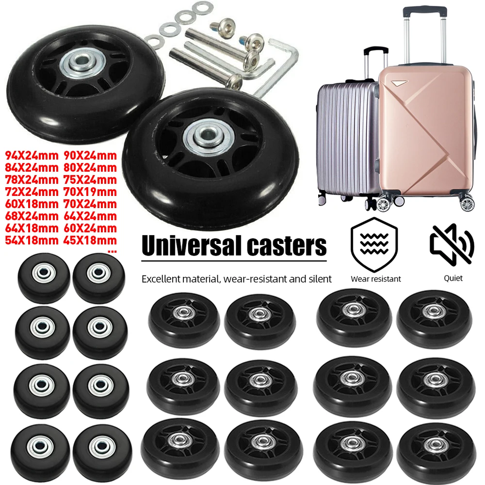 Suitcase Parts Axles Silent Travel Luggage Wheels with Metal Bearings