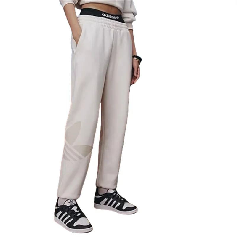 Adidas Clover 2024AW Knitted Elastic Waistband, Breathable Quick-drying Sport Trousers for Both Men and Women, JL8389 White 1 Adidas Clover 2024AW Knitted Elastic Waistband, Breathable Quick-drying Sport Trousers for Both Men and Women, JL8389 White 1