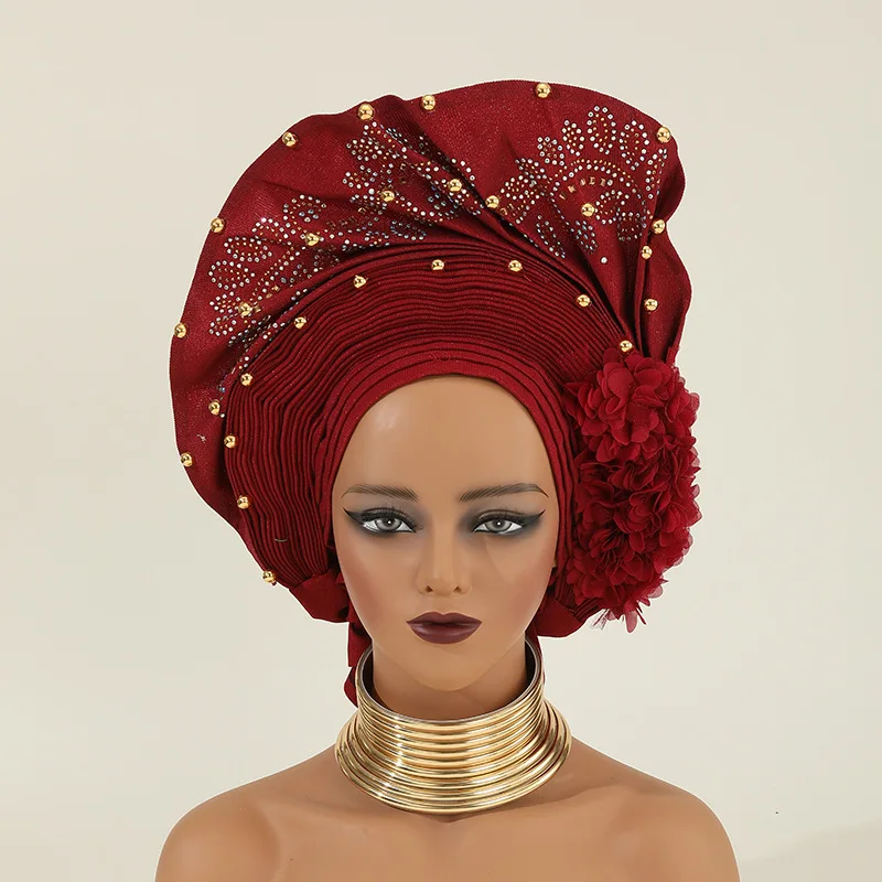 Already Made Auto Gele Headtie African Women's Turban Cap Nigeria Wedding Autogele Party Headwear Female Head Wraps Exaggerated