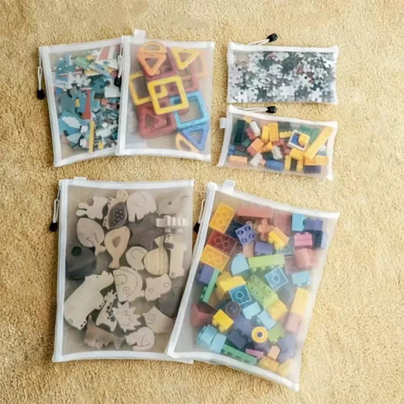 1-3PCS Storage Bag Mesh ZipperToy Building Block Puzzle Sub-package Children Particle Zipper Transparent Finishing Storage