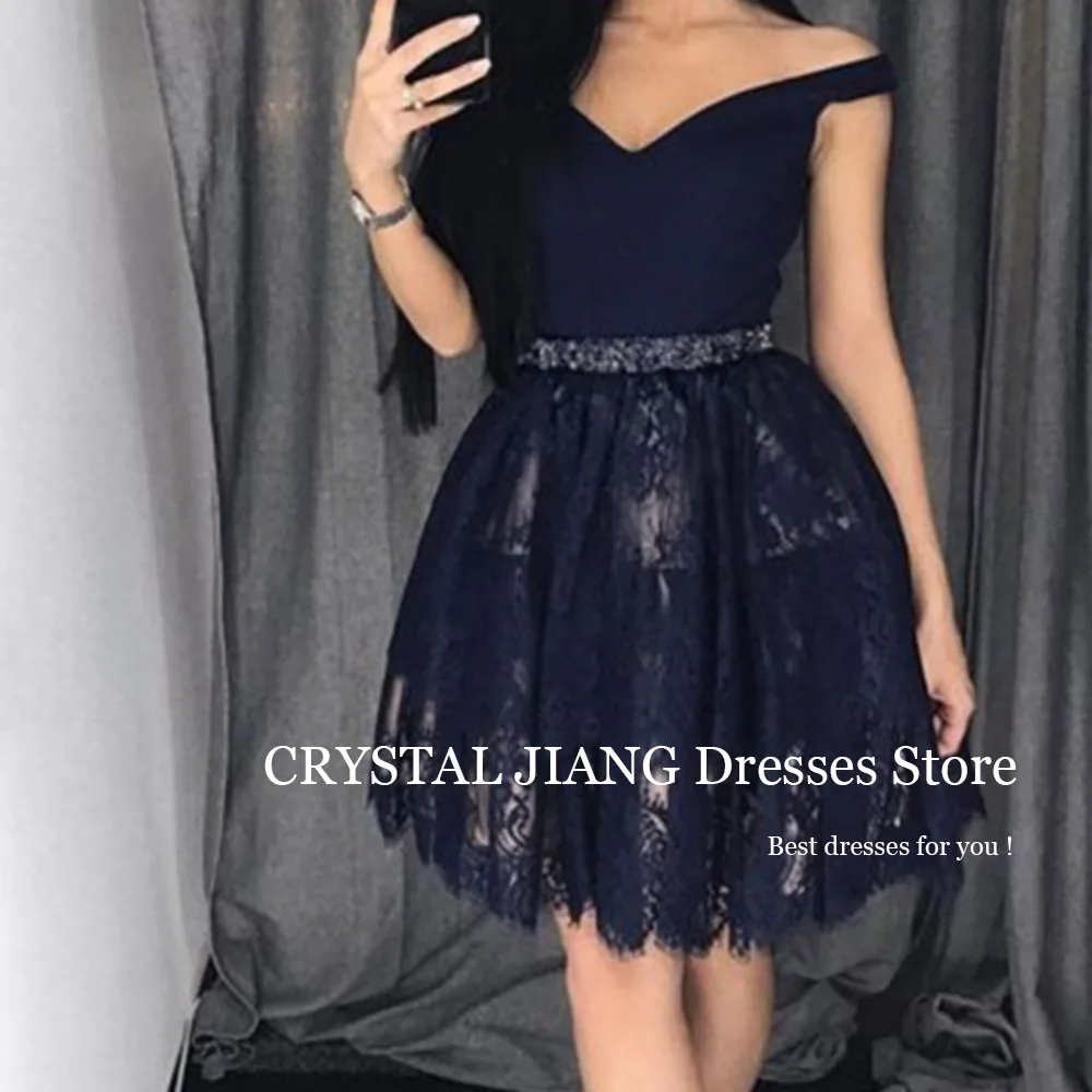 

Homecoming Dresses Short Off the Shoulder Satin Natural Waist Sleeveless with Beaded A Line Mini Length Sukienki Wizytowe