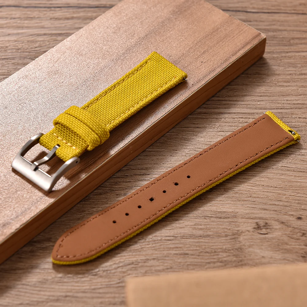 Hybrid Leather Nylon Quick Release Waterproof Sport Watch Band - Durable High-Quality Strap