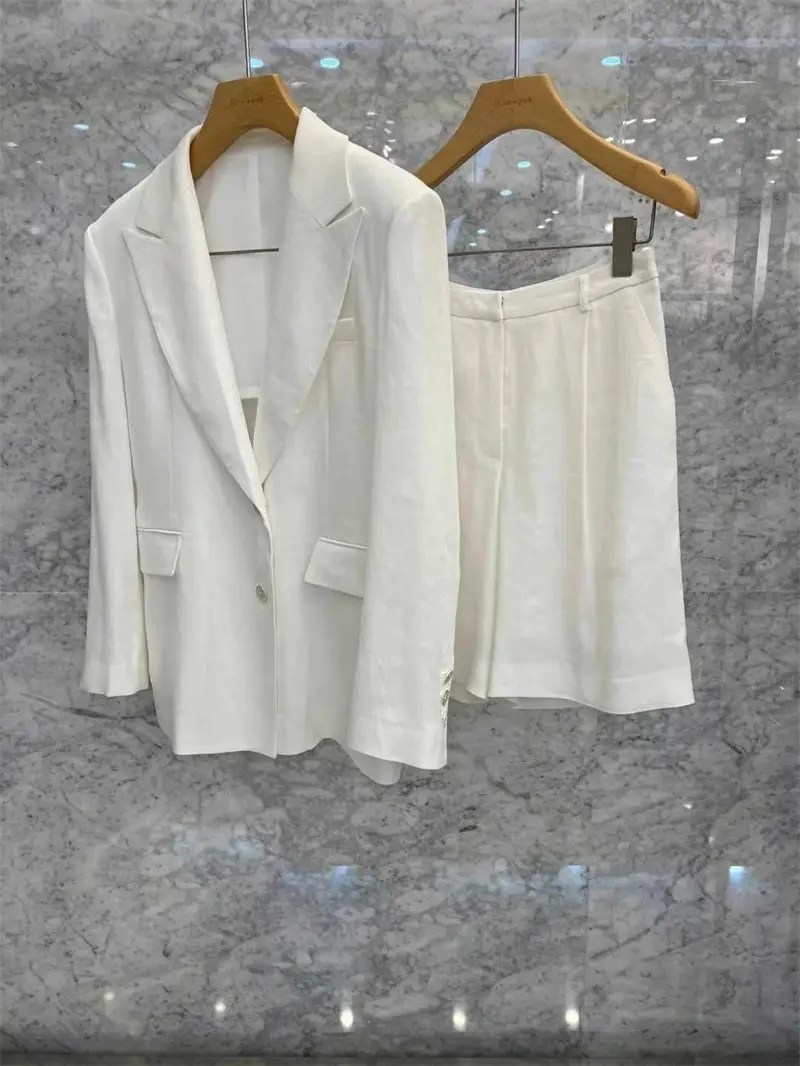 high-quality-white-suit-with-shorts-and-jacket-for-women's-2023-summer-korean-version-loose-casual-blazer-two-piece-set-z1499