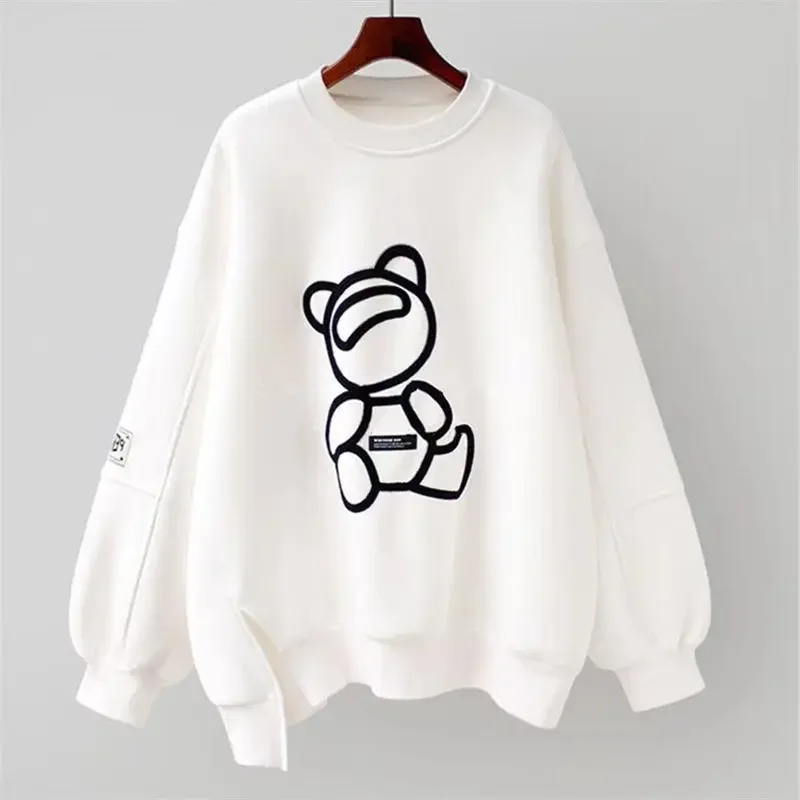  Spring and Autumn New Jacket Pullover Long-sleeved Sweater Women's Harajuku Loose Bear Oversized Sweater Retro Harajuku
