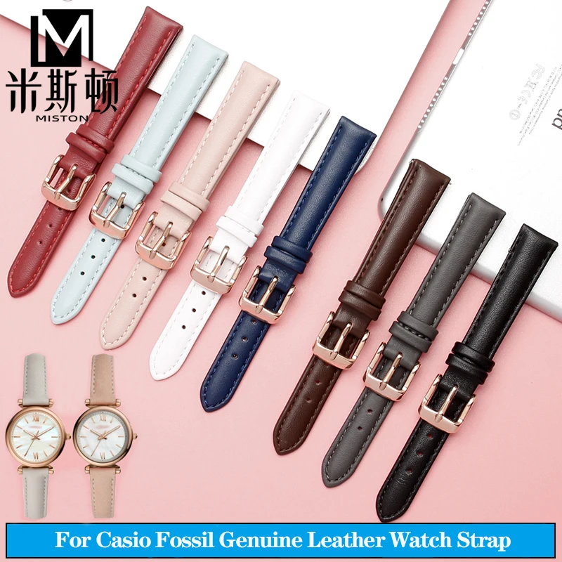 14Mm 16Mm 18Mm 20Mm Cinturino In Vera Pelle Per Casio Citizen Omega Fossil Plain Watch Strap Folli Bracciale Blu Rosa Marrone