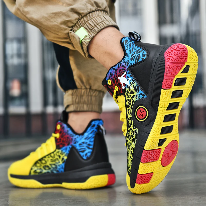 Fashion Printed Brand Basketball Shoes Men Women Rebound Cushioning Basketball Sneakers High Top Men Kids Basket Trainers Shoes