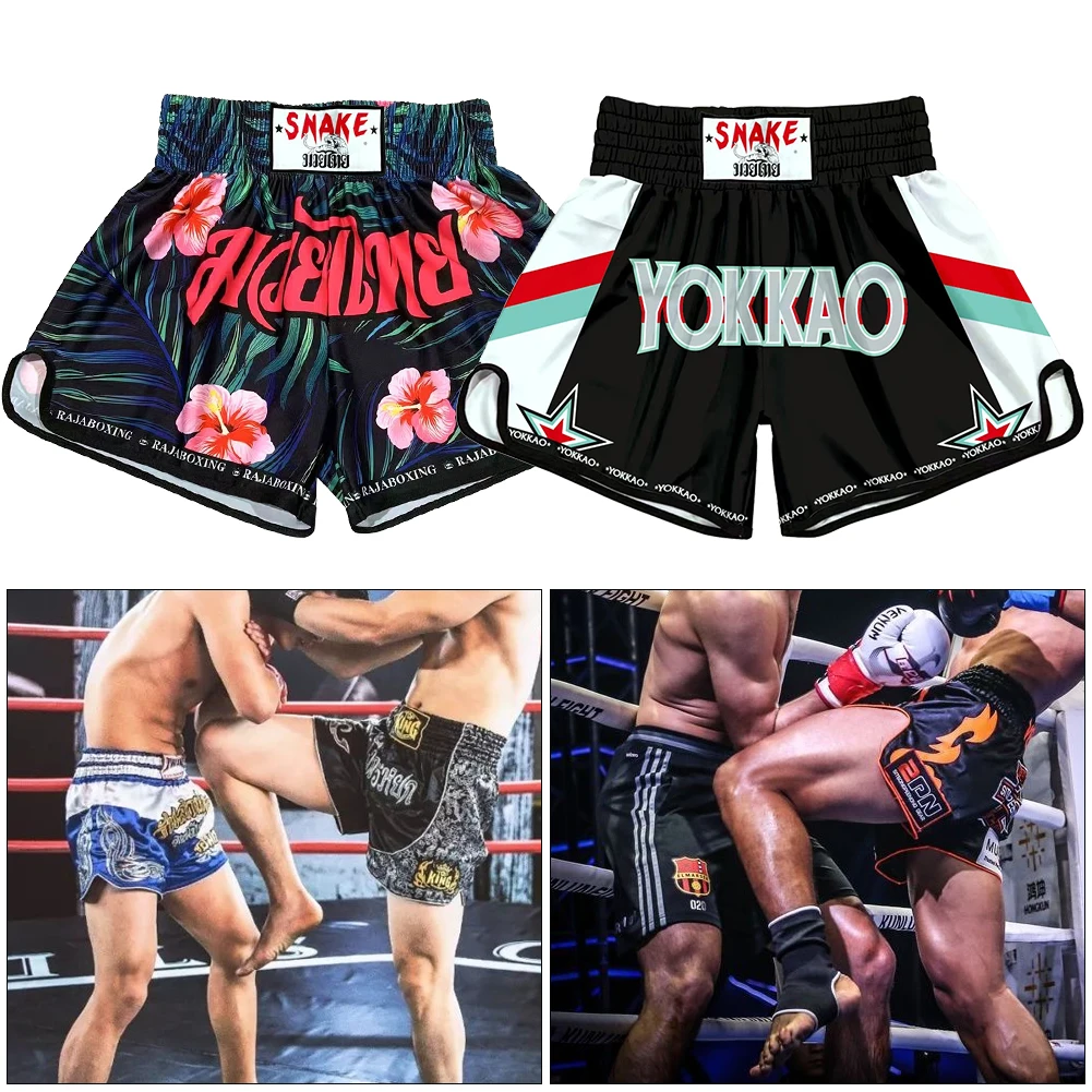 Muay Thai Pants Breathable loose Printing Kickboxing Fight Grappling Short MMA Boxing Shorts Clothing Sanda Fight Grappling