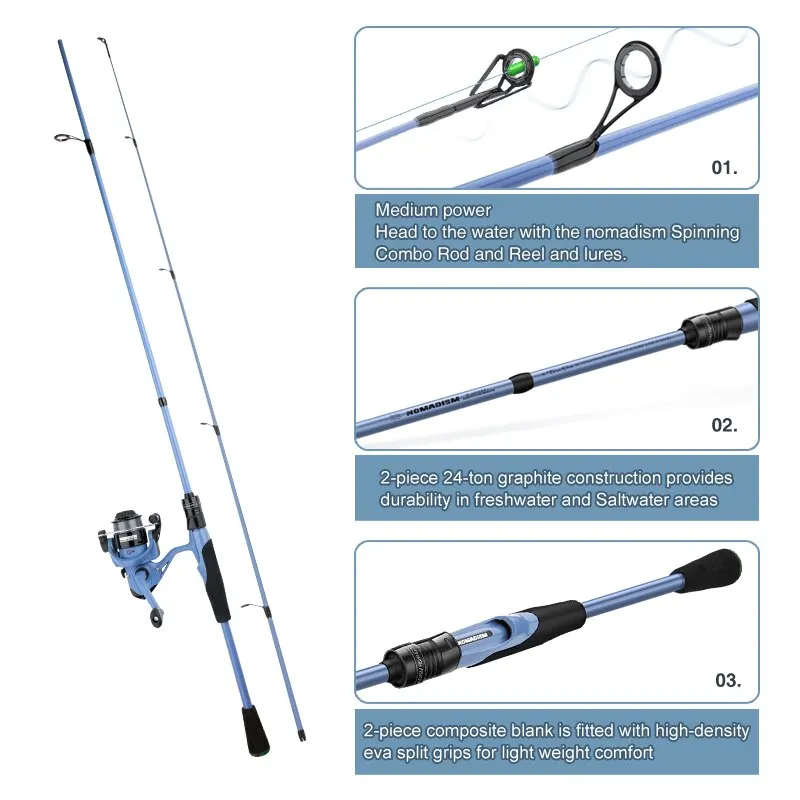 ILURE Carbon Fishing Rod M Power Spinning Baitcasting Travel