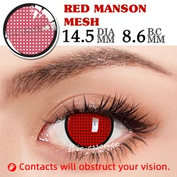 Bio-essence Halloween Anime Cosplay Contact Lenses - Black and Pink (Red manson mesh)