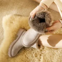 NEW Snow Boots Women Winter Warm Fashion Designer Platform Boots Non-slip Short Plush Flats Suede Shoes Mujer - Image 3