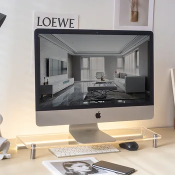 Multifunctional Storage Rack Stationery Holder Acrylic Desktop Computer Monitor Office Desktop Storage Laptop Office Accessories