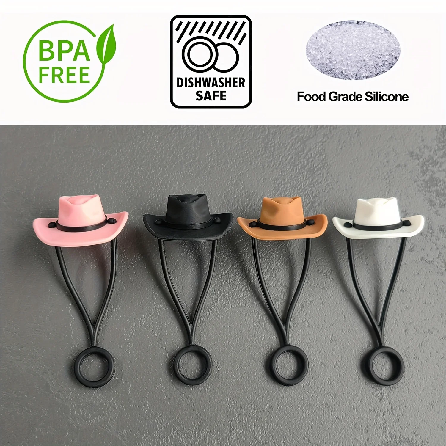 Silicone Cowboy Hat Straw Covers Caps Compatible With Stanleys Cup 30 40 Oz Tumbler Cute Protector Cap Mug Straw Tip Decoration