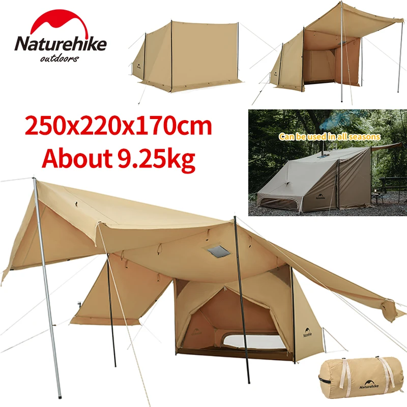 Naturehike TC Cotton Army Tent 4 Season Outdoor Camping Survival Shelter 1-2 Person Glaming Bushcraft Hiking Tent With Chimney