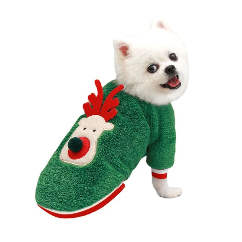 Dog Christmas Clothes Winter Warm Pet Small Medium Dogs Elk Santa Claus Cats Hoodies Costume