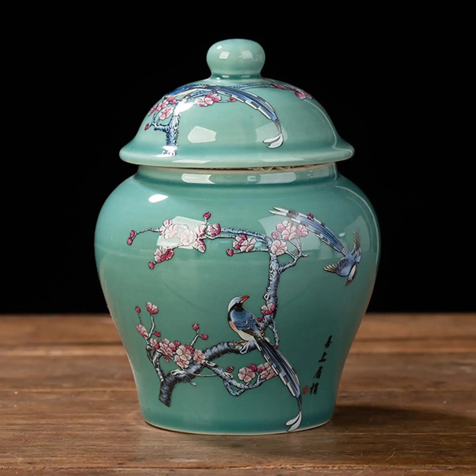 Ceramic Ginger Jar Chinese Vintage Style Gift Decorative Chinoiserie Vase for Countertop Office Party Home Decor Tea Storage ceramic storage jar