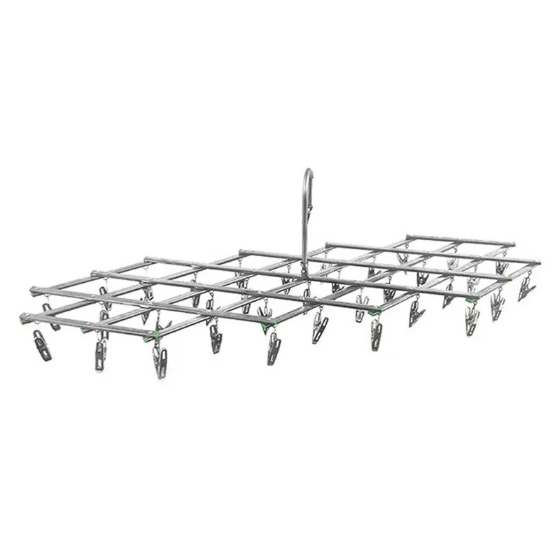 16/35 Clips Stainless Steel Laundry Rack Foldable Sock Clothes Airer Folding Hanger Drying Hanger Clothes Underwear Socks Holder 4
