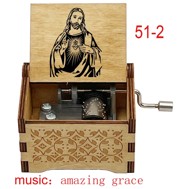 Amazing Grace Wooden Music Box 18 Note Inspiring Musical Theme Family Church Festival Birthday Gift Christian Home Office Decor