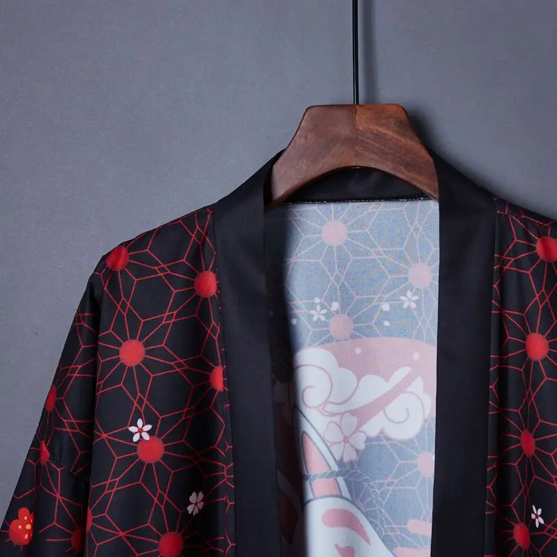 Kimono Man Japanese Clothes Yukata Male Samurai Costume Haori Obi Beach Men's Kimono Cardigan Japanese Streetwear Jacket