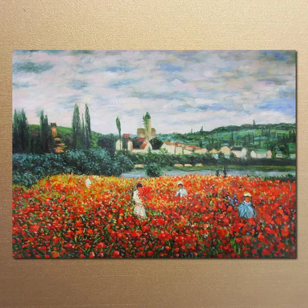 

Landscape Canvas Art Handmade Claude Monet Paintings Poppy Field Vetheuil High quality Modern Artwork Living Room Wall Decor