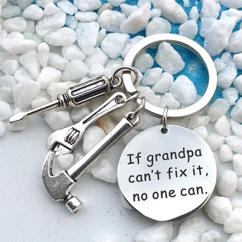 If Grandpa Can't Fix It, No One Can - Keychain for Grandpa Dad Mechanic Grandpa or Dad Daddy Keyring Gift for Dad