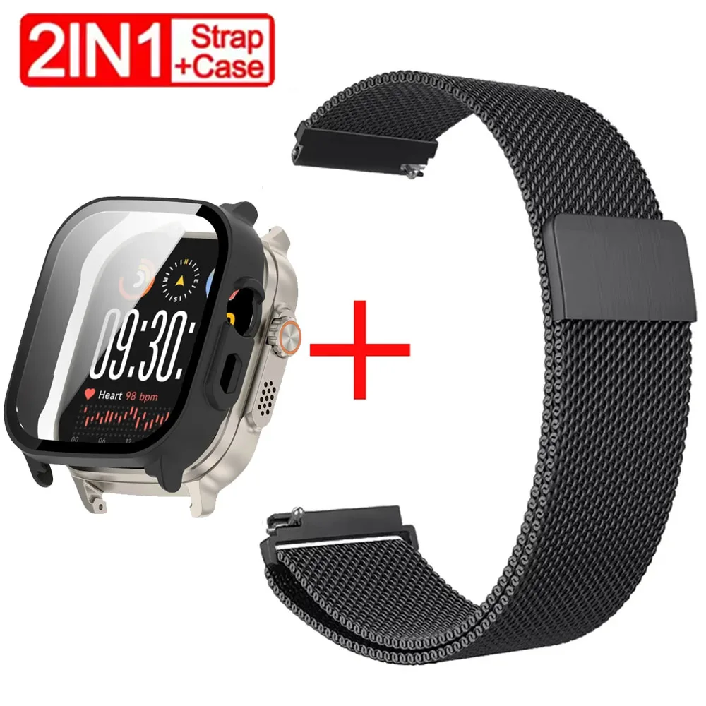 Milanese Loop Metal Bracelet & Tempered Glass Screen Protector Set