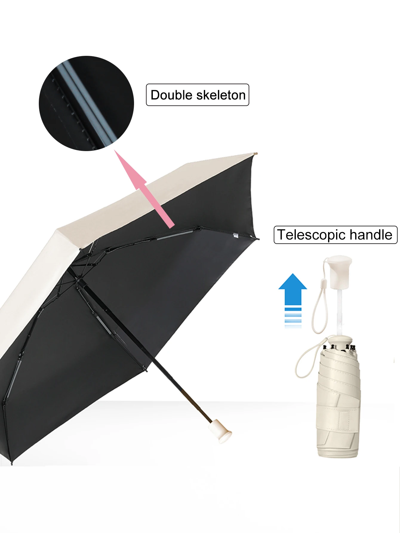 Xiaomi Capsule Umbrella Portable Mini Sunshade Sunscreen Rain Umbrella Rubber Alloy Handle Foldable Sun Rain Dual Use