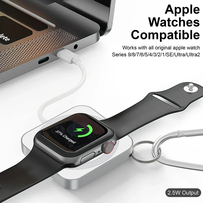 NEWDERY Stazione di ricarica wireless per Apple Watch 9/Ultra Stazione di Ricarica Rapida Dock, Supporto Magnetico per iWatch Serie 9/8/Ultra /7/6/5/3/2/SE (Bianco