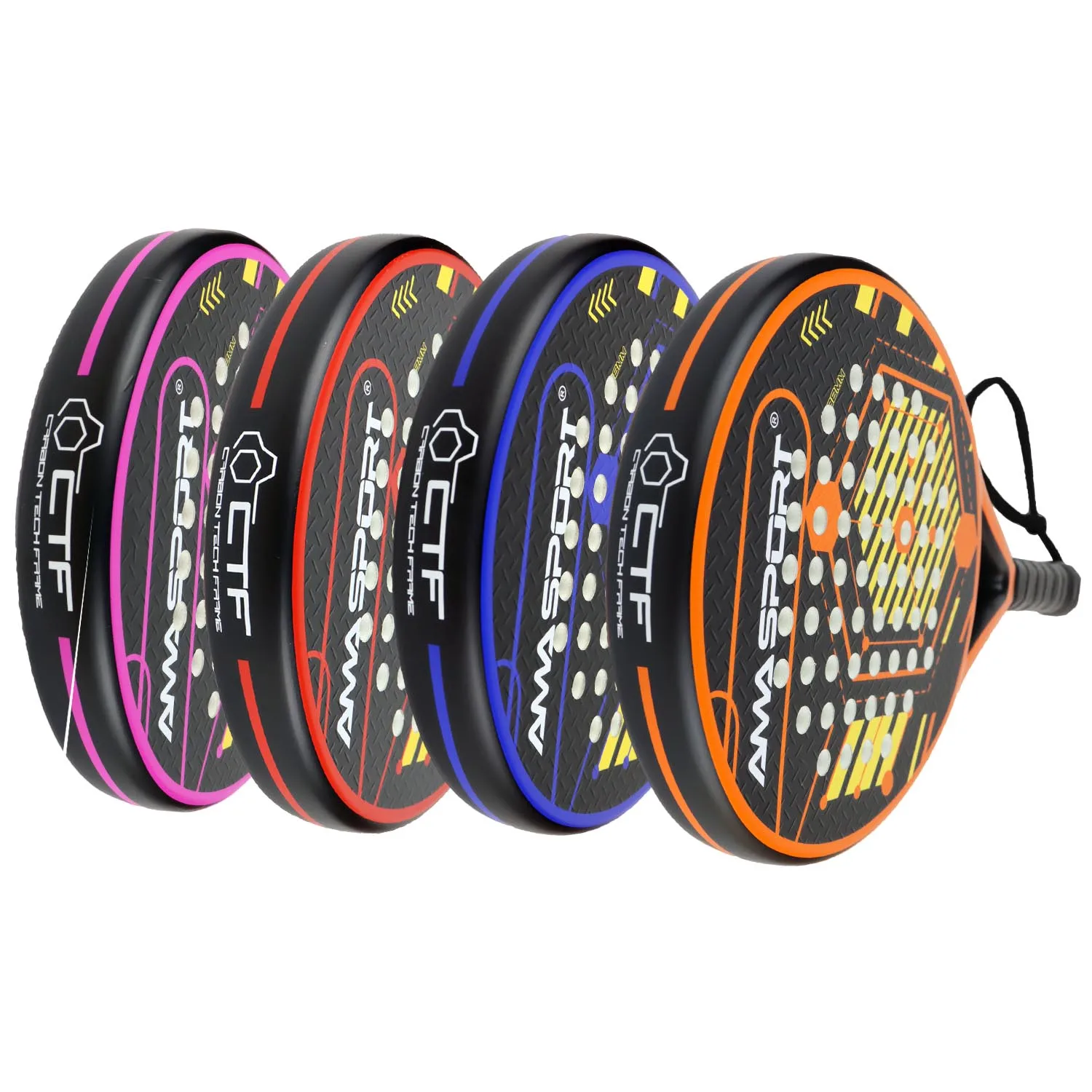 AMASPORT Padel Rackets Multiple Color Options Full Carbon Fiber Round Shape For Beginners With Soft EVA Padel Tennis Racquets