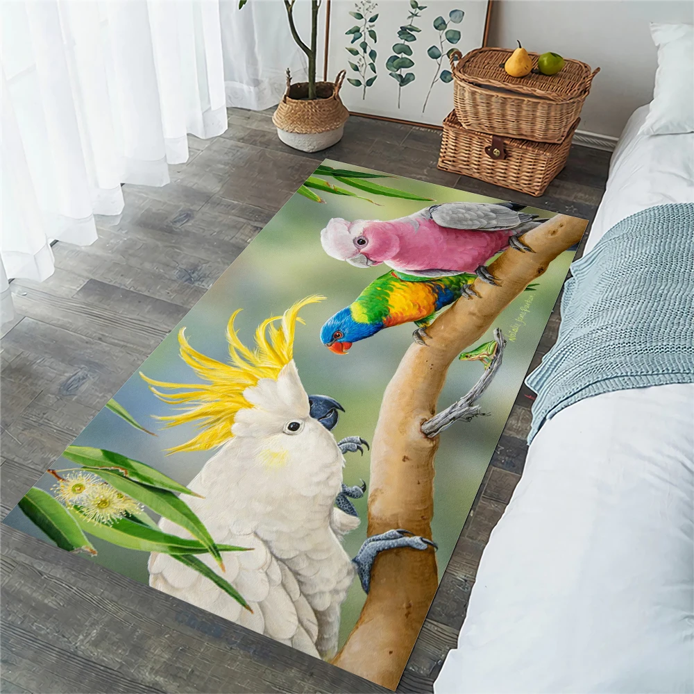 CLOOCL לבן תוכי פלנל שטיחי רצפת 3D חיות תוכי שטיחים לסלון אזור שטיח מטבח  מחצלות לרצפה Dropshipping| | - AliExpress