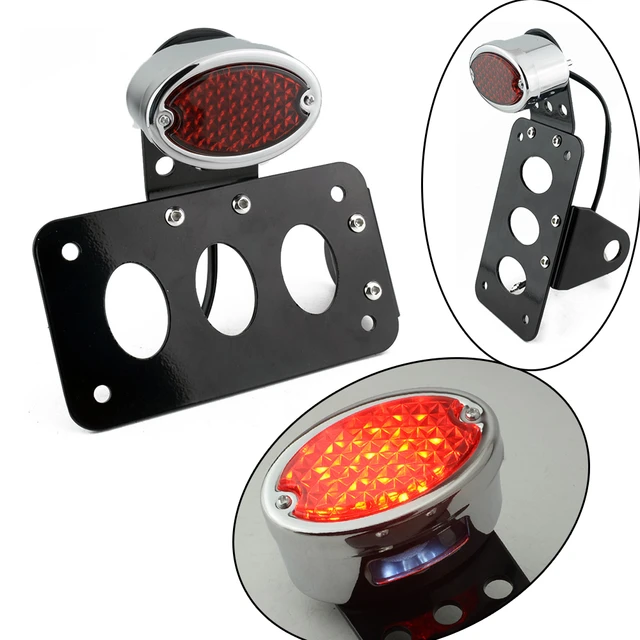 Motorcycle License Number Plate Bracket Side Mount LED Oval Tail Light  vertical horizontal For Harley Sportster