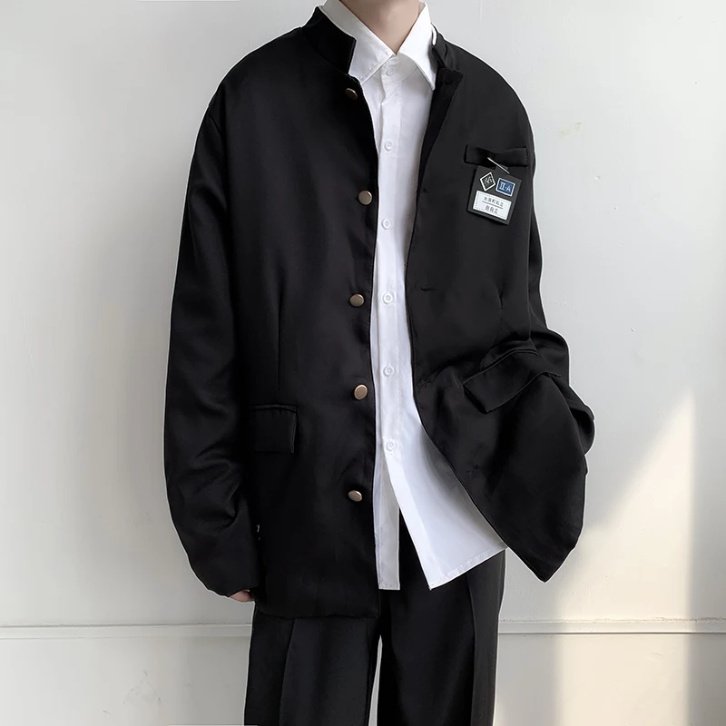 

Осень 2023, мужская повседневная куртка в китайском стиле, маленький костюм, Корейская версия, Униформа, Студенческая куртка, маленький костюм, Молодежная модная куртка