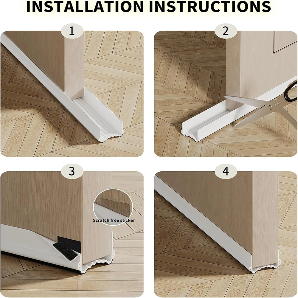 1-4pcs Silent Door Seal Strip PVC Flexible Washable Wear-resistant Weather Strip Windproof Dustproof Triple Sealing with Brush