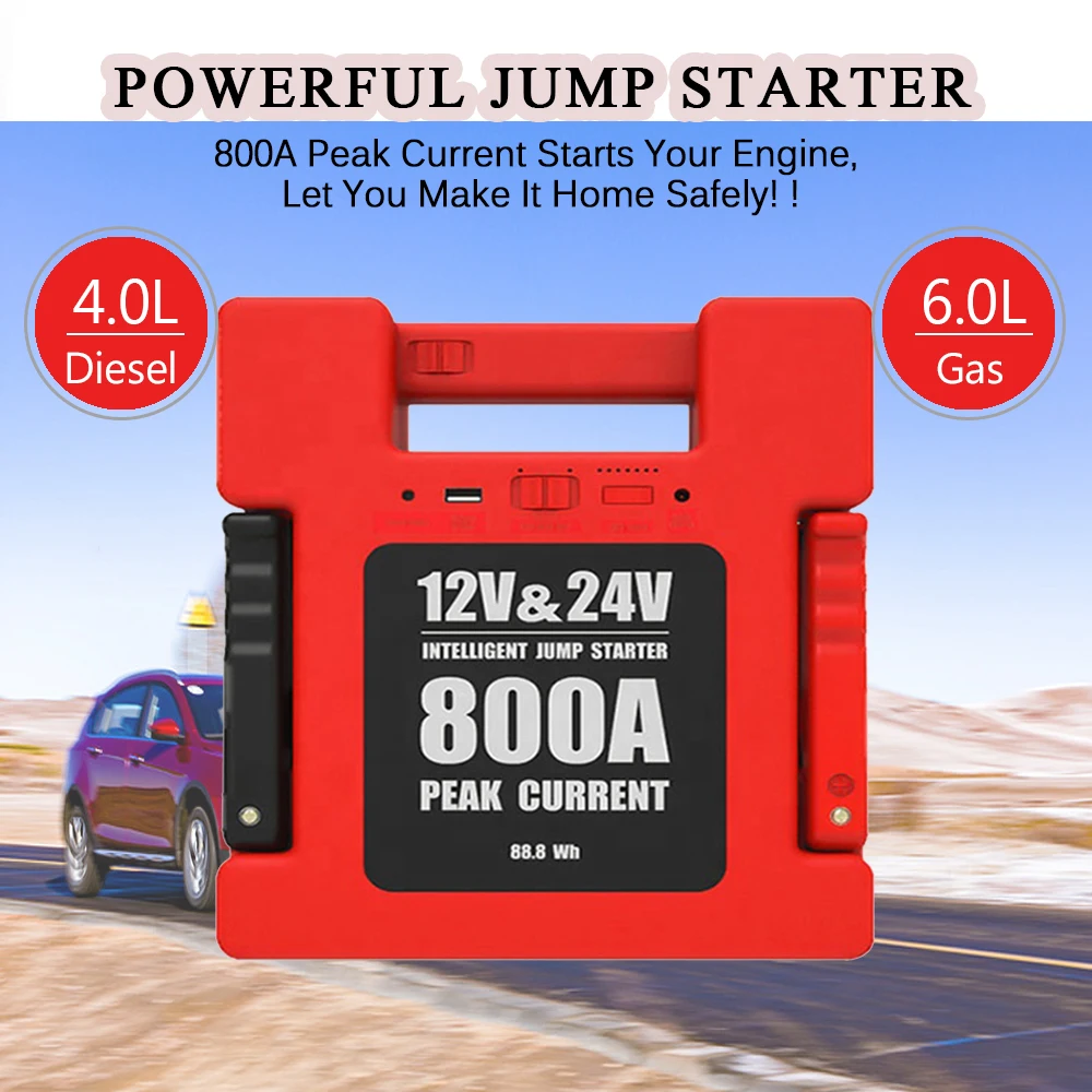 800A Jump Starter 12V Car E 24V Truck 27000Mah Booster Caricabatteria Auto Emergency Battery Power Bank Per Auto Spedizione Gratuita