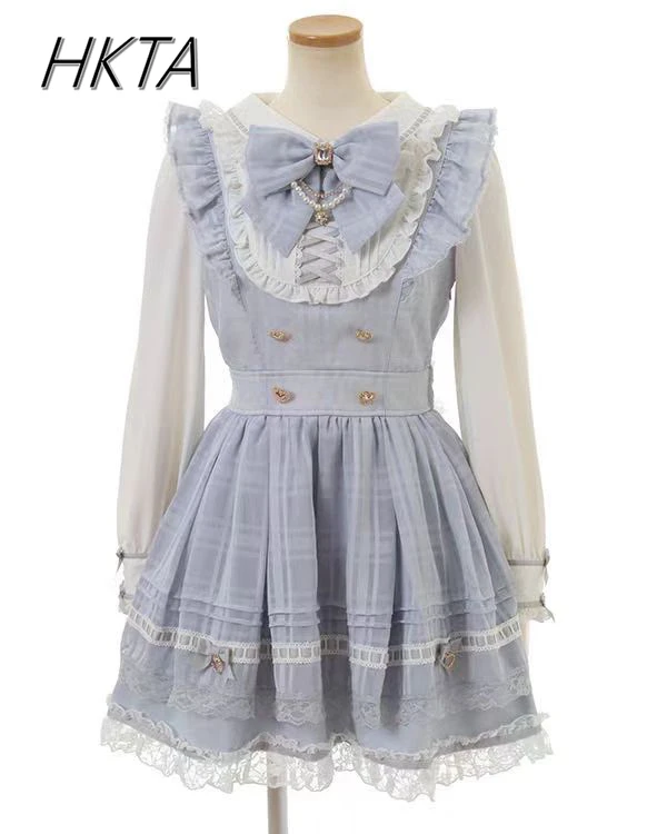 Japanese Liz Dress Women Mine Series Mass-produce Slim-fitting Maid Lolita Dresses Spring New Doll Collar Long-sleeve Dress