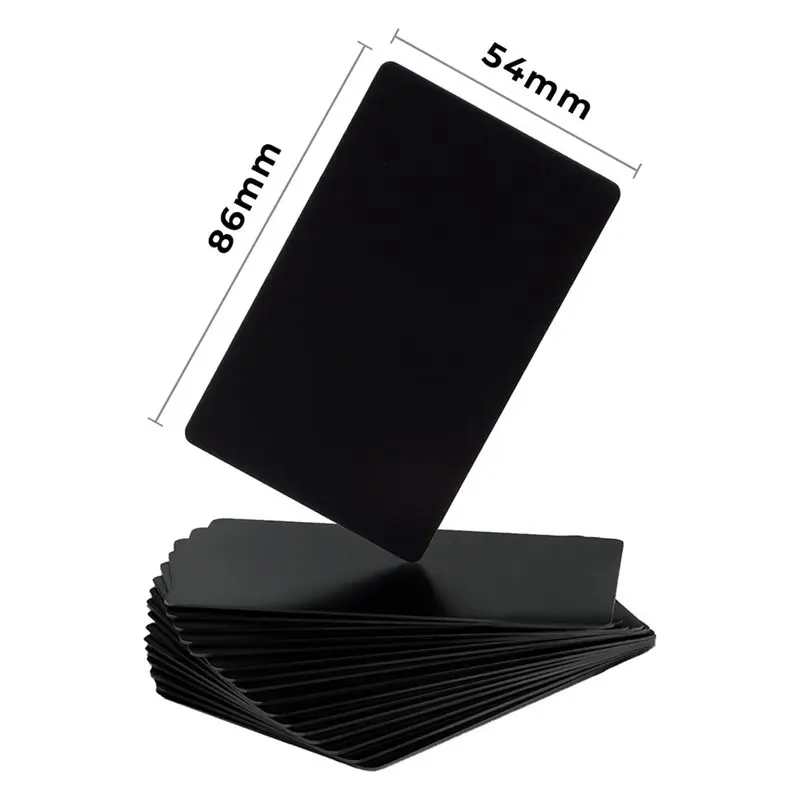 L22A-블랭크 알루미늄 시트 레이저 각인 명함용 0.8mm 두께, DIY 선물용 금속 카드 86 X 54mm, 26개 블랙