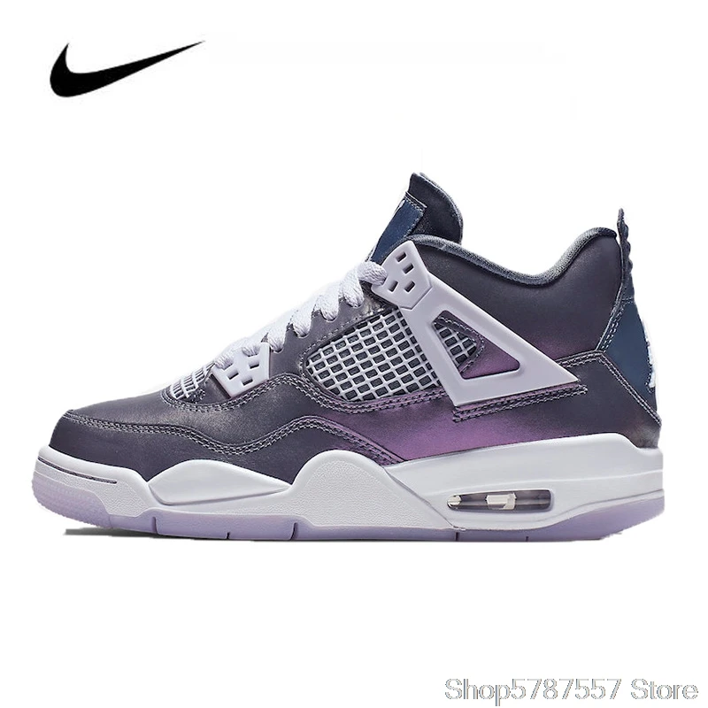 

Original Nike Air Jordan 4 Monsoon Blue GS Women's Basketball Shoes High-top Comfortable Sports Outdoor Sneakers BQ9043-400