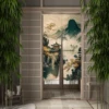 Chinese Traditional Landscape Door Curtain Noren Ink Mountain Painting Kitchen Bedroom Japanese Hanging Entrance Doorway Curtain 3