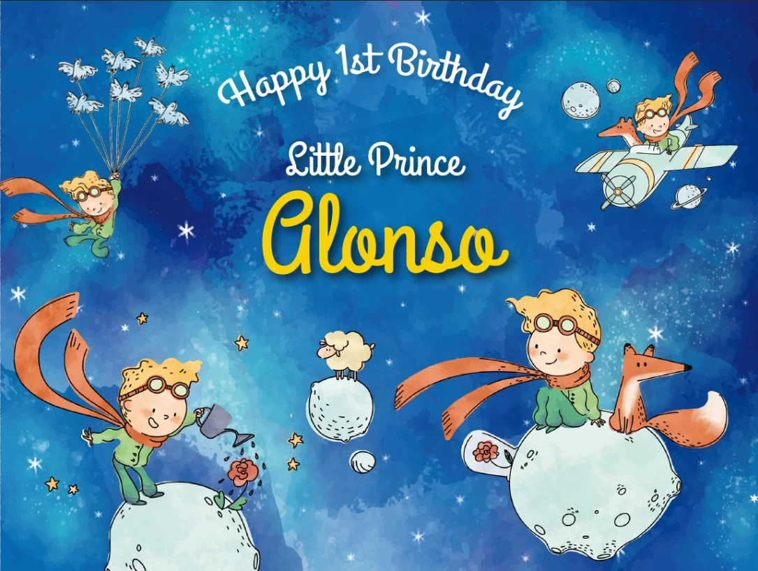 7 X5Ft Blue Sky Space Little Prince Planet Dirigibile Le Petit Prince Custom Photo Studio Sfondo Sfondo Vinile 220Cm X 150Cm