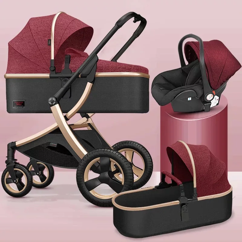 Stroller High Landscape Baby Stroller 3 in 1 or 2 in 1 Folding Baby Carriage for 0-3 Years Two Way Newborn Pram baby car baby stroller