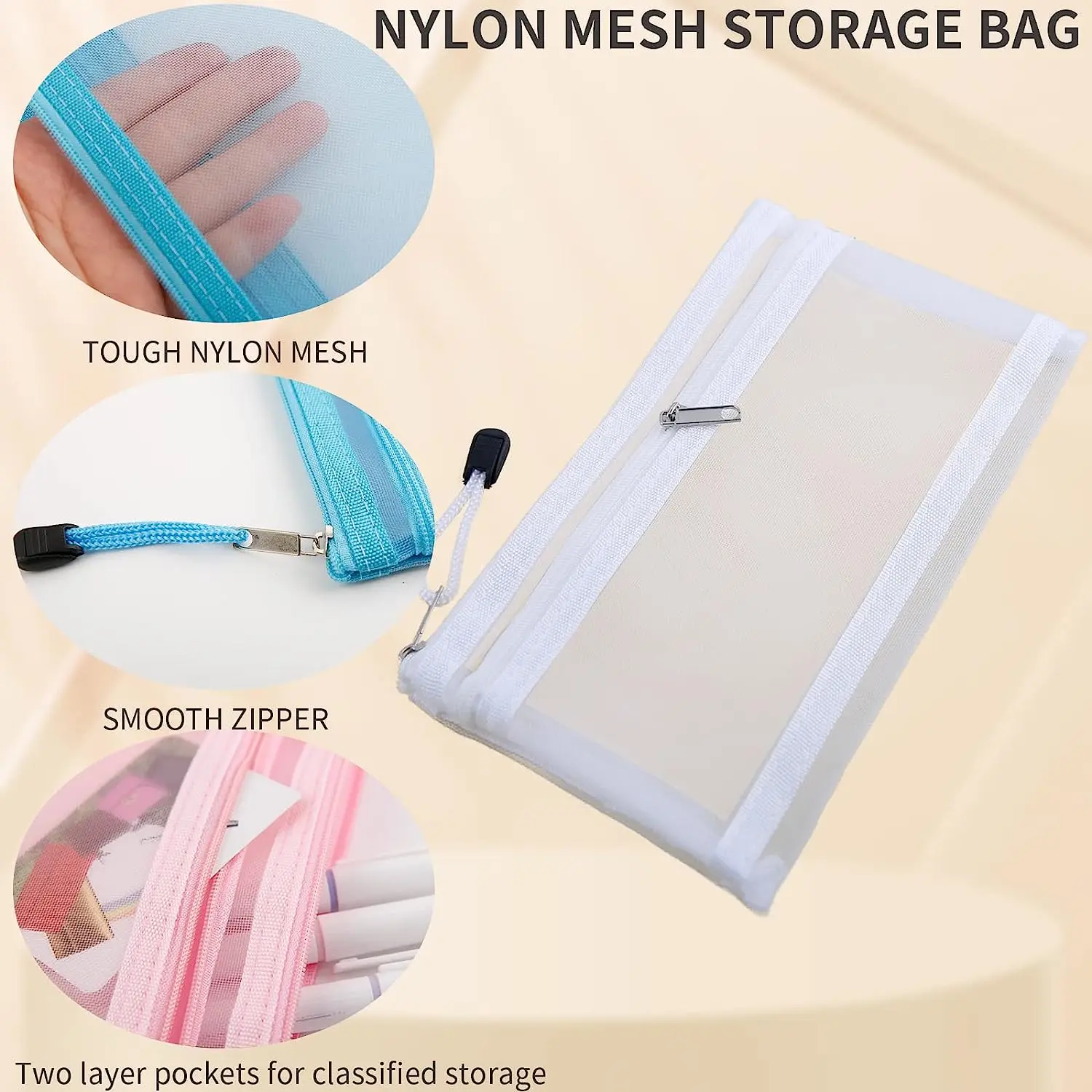 A6 메쉬 지퍼 주머니 문서 가방 방수 우편 파일 폴더 학교 사무용품 연필 케이스 1PC 화장품 메이크업 가방