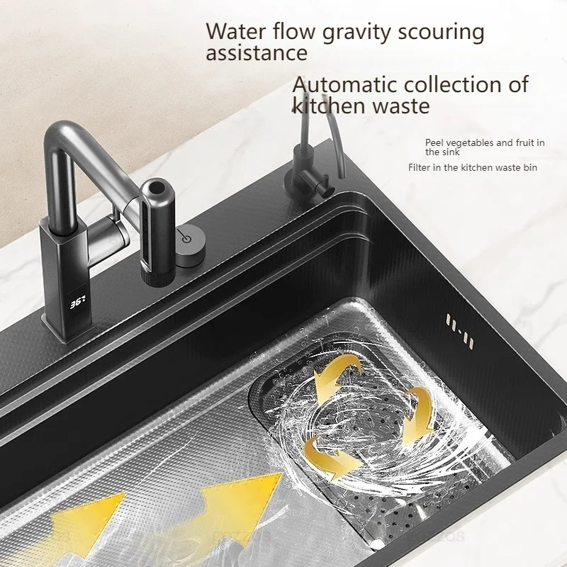 Stainless Steel Kitchen Sink Undermount Washbasin Large Single Slot Embossed Thickened Dishwasing Sinks