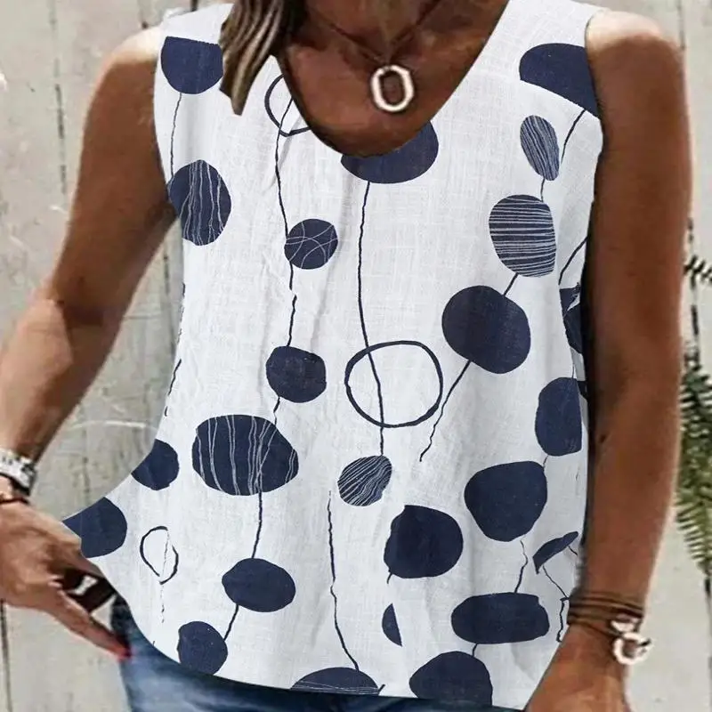 

Plus Size Women Sleeveless V-neck Floral Printed Graphic Vest